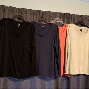 Set of 4 long sleeve Gap slub basic tees XXL
